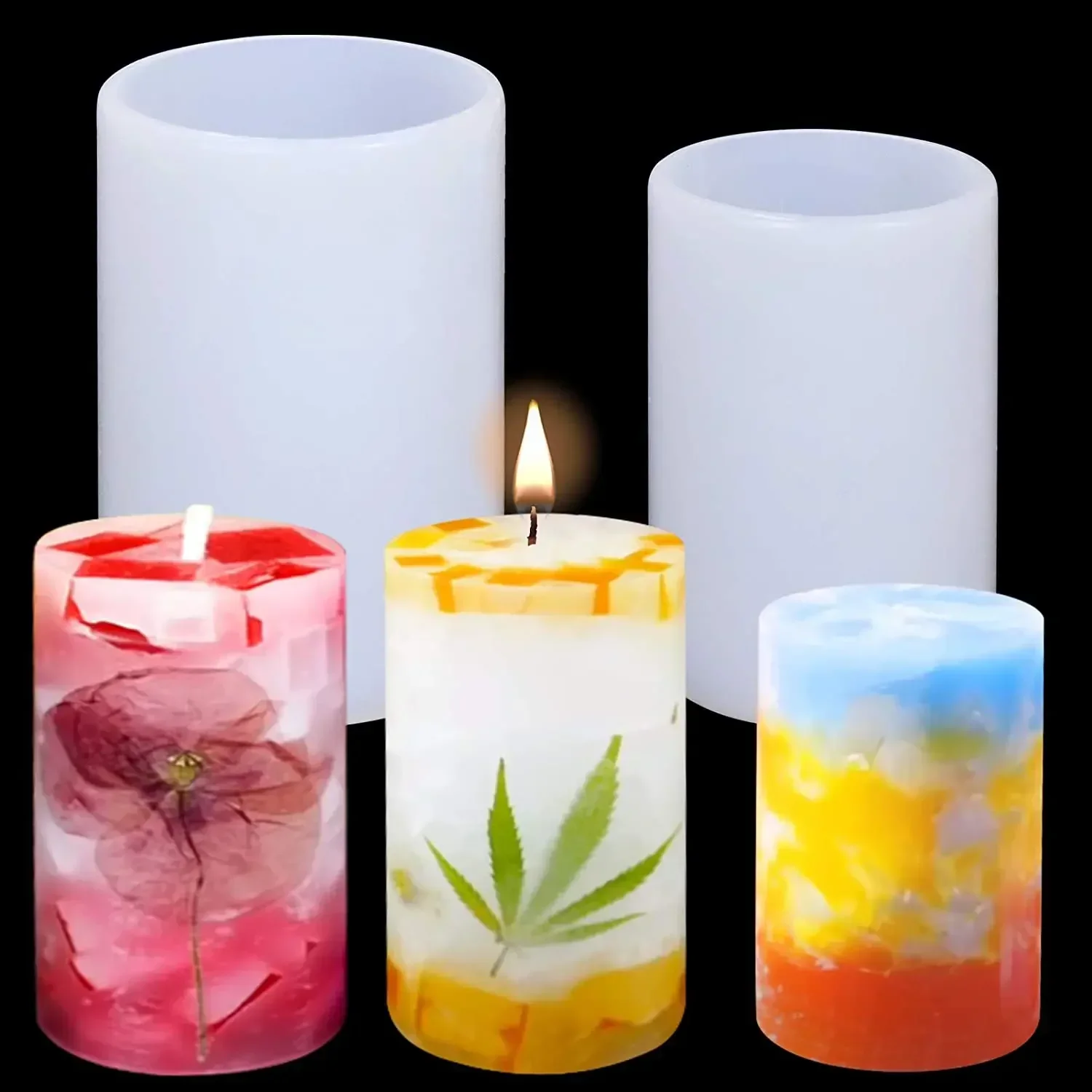 Candle Making Gel Wax - 3D Cylinder Shape Candle Silicone Mold