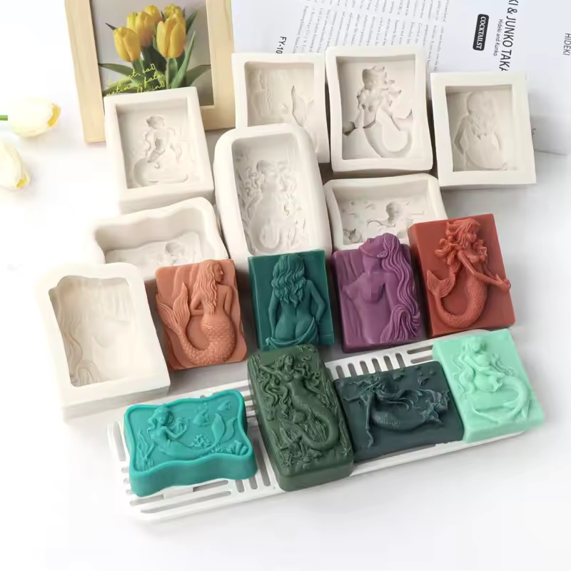 Candle Making Supplies Wholesale - Rectangle Ocean-Style 3D Mermaid Candle Mold