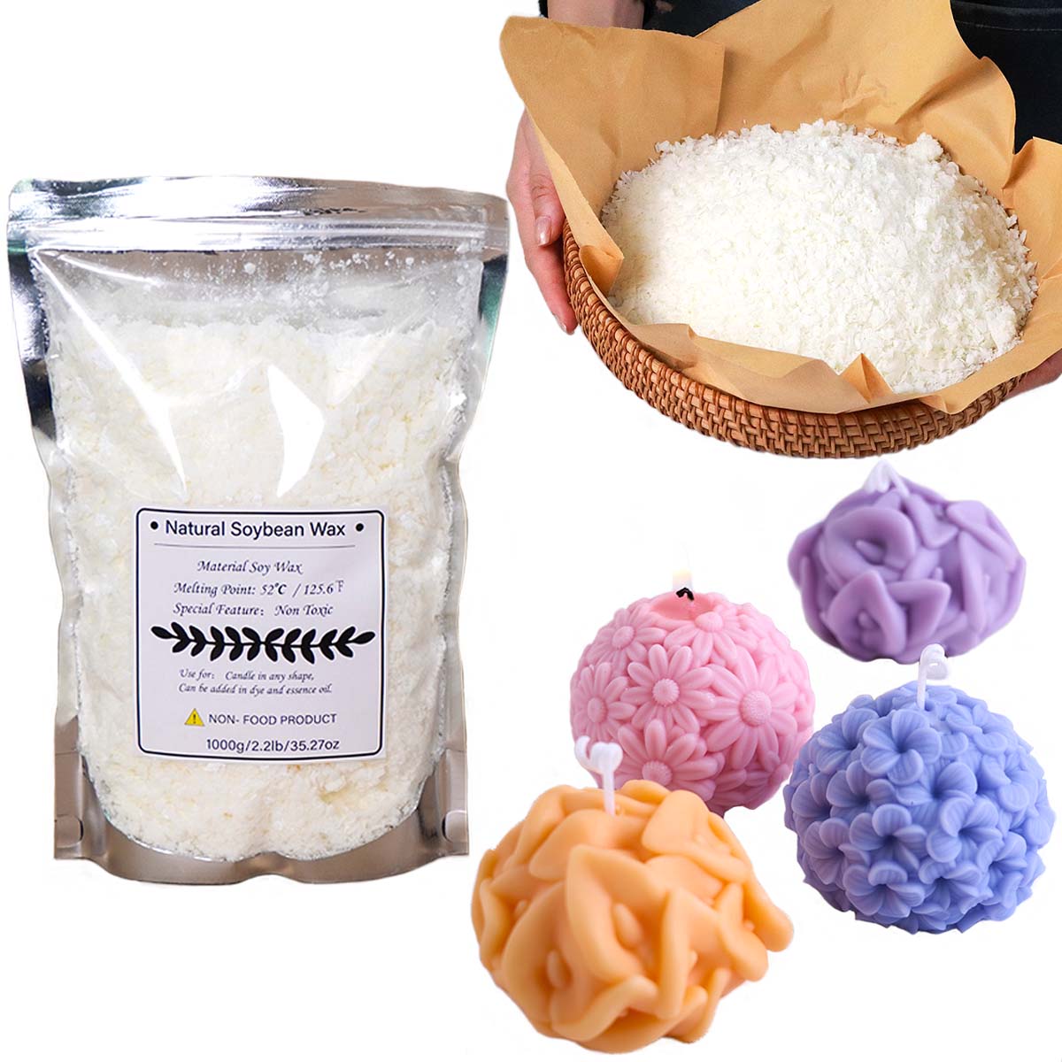 500g/1kg Natural Soy Wax Flake - Soy Wax Pillar Blend recension och pris