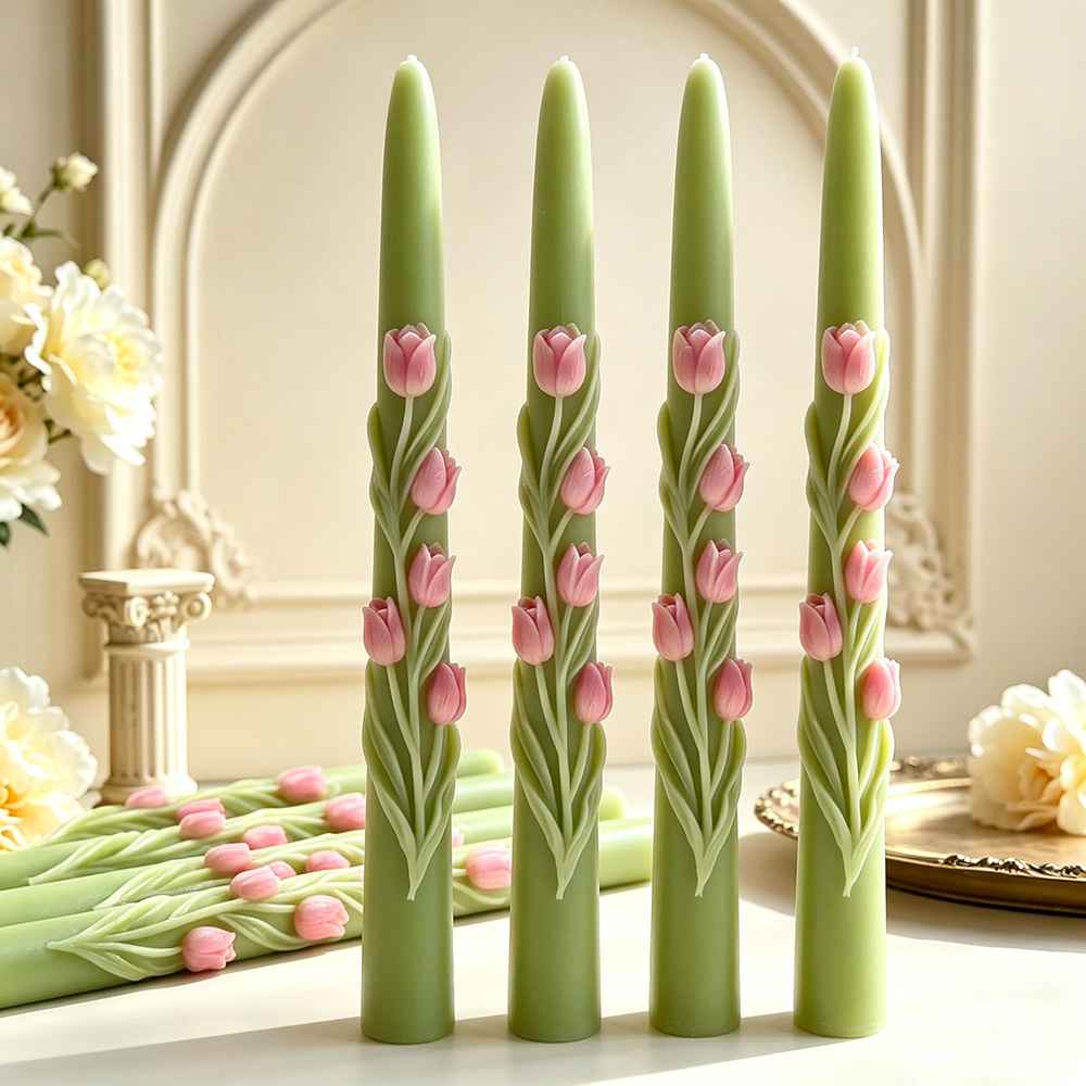 Long Pole Flower Taper Candle  - Soy Wax Pillar Blend recension och pris