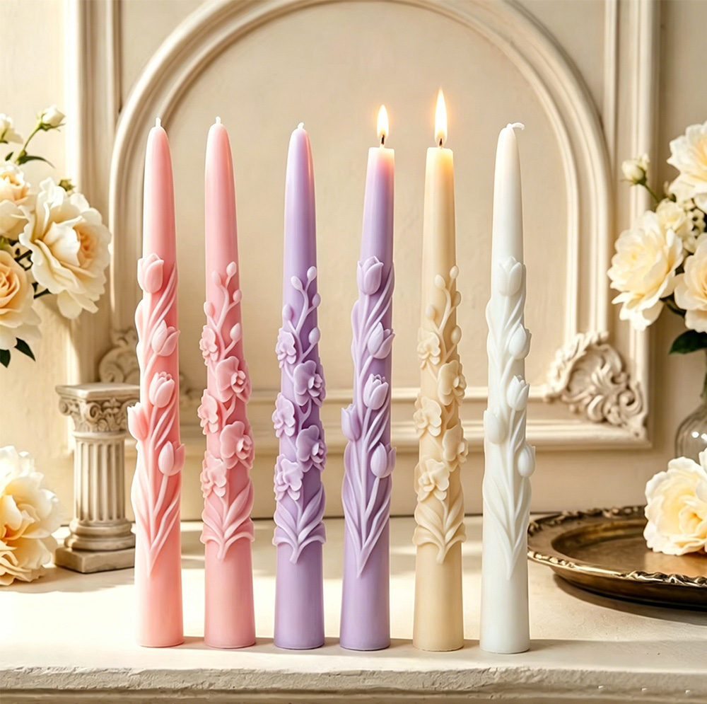 Long Pole Flower Taper Candle  - Soy Wax Pillar Blend recension och pris