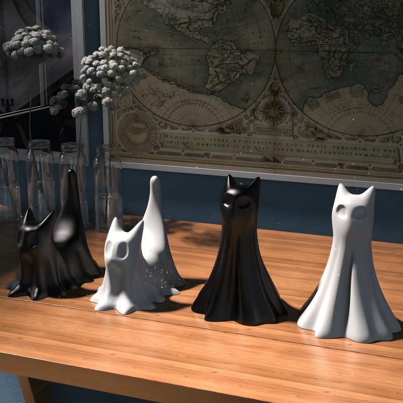 Ghost Cat Halloween Desktop Or - Candle Making Items recension och pris