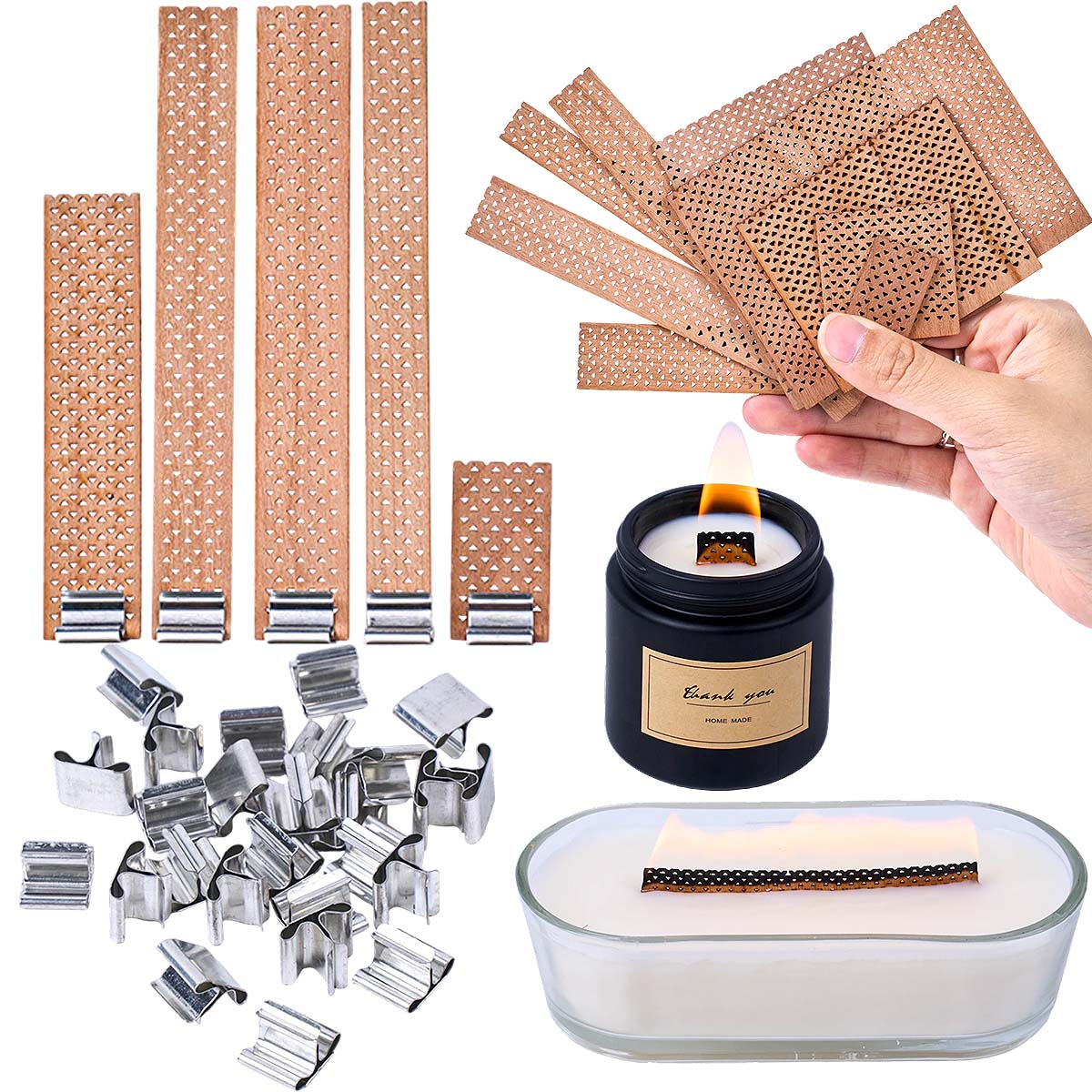 Large Flame Wooden Candle Wick - Soy Wax Pillar Blend recension och pris