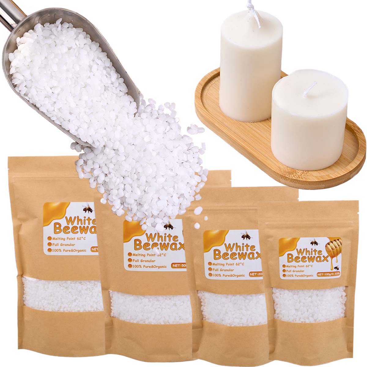 White Beeswax Pure Natural Gra - Candle Making Wicks recension och pris